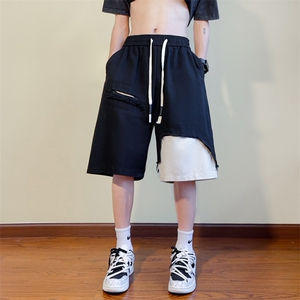休闲短裤男韩版潮流拼色高街帅气2024夏季新款ins五分裤K4080-P38图片