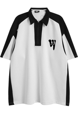 白底23新款夏季半拉链翻领时尚潮流宽松短袖T恤D6327P45控68，男装T恤，电商A268-1