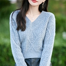 2025百搭时尚简约v长袖羊毛衫，女装羊毛衫，蒙特羊绒