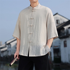 夏季风盘扣七分袖衬衫男士大码上衣CS2501-P6578，男装衬衫，电商A008