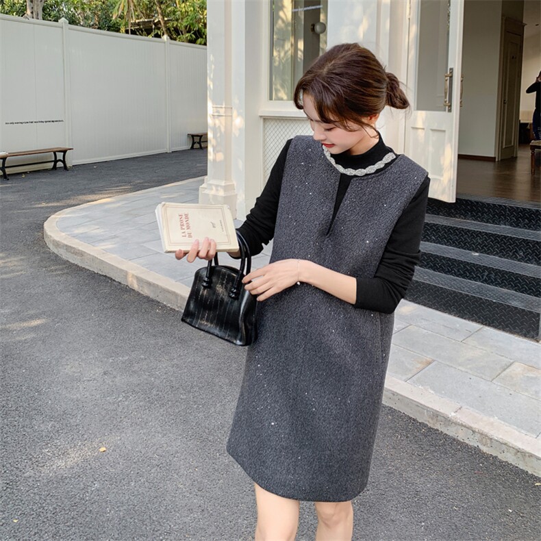 韩版气质小香风背心裙套装女2025春秋季新款复古显瘦连衣裙两件套,女装套装/套裙,多米2-075