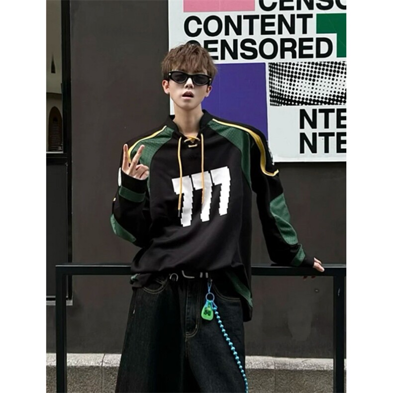 706-1-WY2155-P65 秋季美式冰球服男圆领运动橄榄球衣机车服外套图片