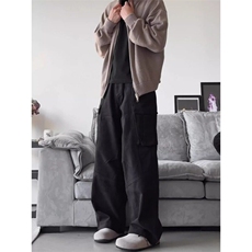 【美拉德拼接口袋】cleanfit复古美拉德拼接侧口袋直筒宽松工装裤，男装牛仔裤，星座506A