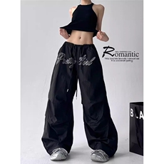 粉色美式工装裤女2025夏季新款复古辣妹街舞弯刀宽松设计感阔腿裤，女装休闲裤，星座1210-1