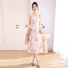 春季套装女高级感2026年新款修身轻G风新中式印花吊带裙两件套，女装套装/套裙，奕薇雅