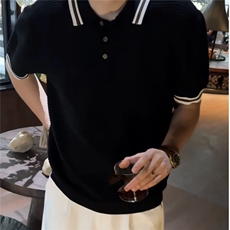 夏季翻领冰丝薄款透气针织polo短袖F6183-P55，男装针织衫/毛衣，星座1012-1