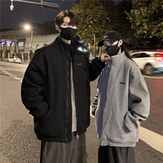 情侣冬装弯刀袖毛呢加棉夹克棉衣休闲纯色加厚外套男G1104P108，男装夹克，电商A339