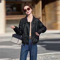 黄色可盐可甜减龄好看皮衣夹克上衣女春新款小个子休闲显瘦短外套，女装皮衣，美拉德工厂直营店