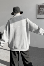 8XL-M特大码卫衣男纯色百搭条纹肌理立领拉链长袖T恤男WY08P55，男装T恤，电商D206-1