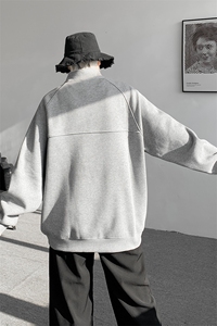 8XL-M 特大码卫衣男纯色百搭条纹肌理立领拉链长袖T恤男WY08P55图片