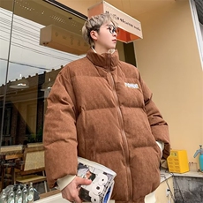 美式高街pu皮棉服男冬季痞帅宽松面包服外套潮牌设计感棉衣，男装棉衣，星座716-2