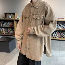 文艺长袖春季青春流行百搭潮圆领潮流新款格子日常标准衬衫男，男装衬衫，星座716-3