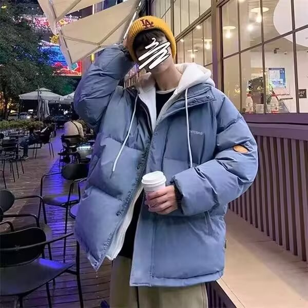 春秋新款美式百搭宽松纯色棉衣男士韩版休闲简约假两件外套上衣,男装棉衣,星座1013-1
