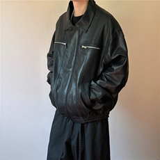 现货-水洗质感复古皮外套男pu机车服潮牌痞帅夹克-AP23106-P115，男装夹克，电商A351