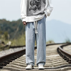 218-1-P42-XK8017新款时尚休闲潮男百搭纯色宽松牛仔裤，男装牛仔裤，四季星座218-1