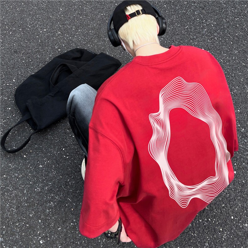 重磅美式高街印花纯棉大码宽松休闲短袖T恤T2508-P25控38,男装T恤,电商B219A