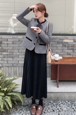 现货小香风套装女5新款今年流行减龄漂亮时尚洋气百褶半裙套装，女装套装/套裙，韩蔻秀