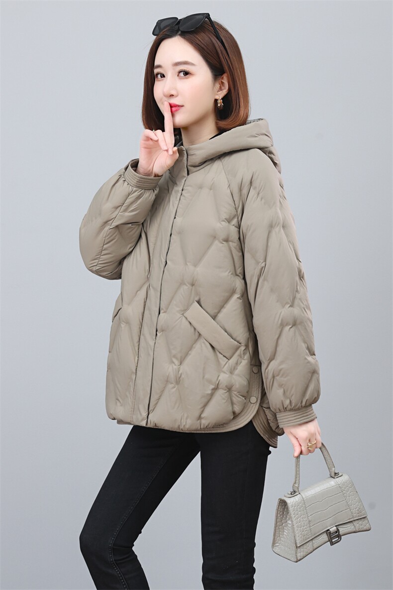 2023新款时尚宽松连帽羽绒服女短款加厚保暖外套,女装羽绒服,依恋蒂丝