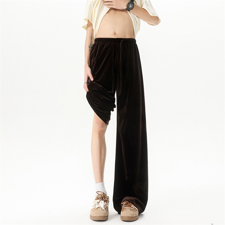 8XL-M加绒美拉德宽松金丝绒阔腿裤垂感拖地裤K993P55加绒65控78,男装休闲裤,电商D206-1