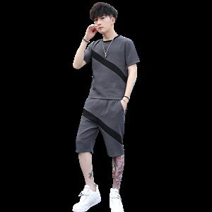 【】2021夏季新款短袖套装男士潮流t恤潮牌男装T718-P50图片