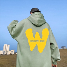 ！秋季重磅宽松大码港风黄W印花连帽卫衣LW115-特p35，男装卫衣，星座508（原C305）