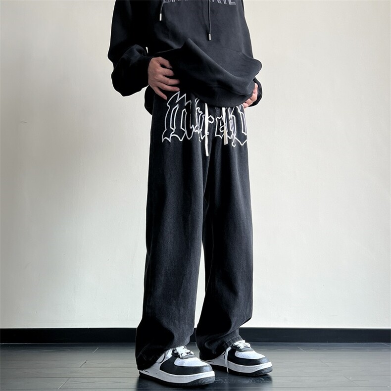 抖音品质-美式高街直筒休闲字母刺绣牛仔裤212-2-NZ015-特P50控78,男装牛仔裤,星座808A-1