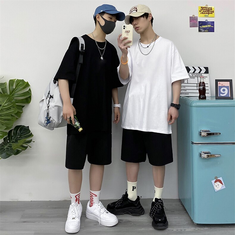 夏季运动套装男休闲宽松潮牌时尚韩版潮流短裤A161-2-TZ04-P50,男装休闲套装,电商A161-2