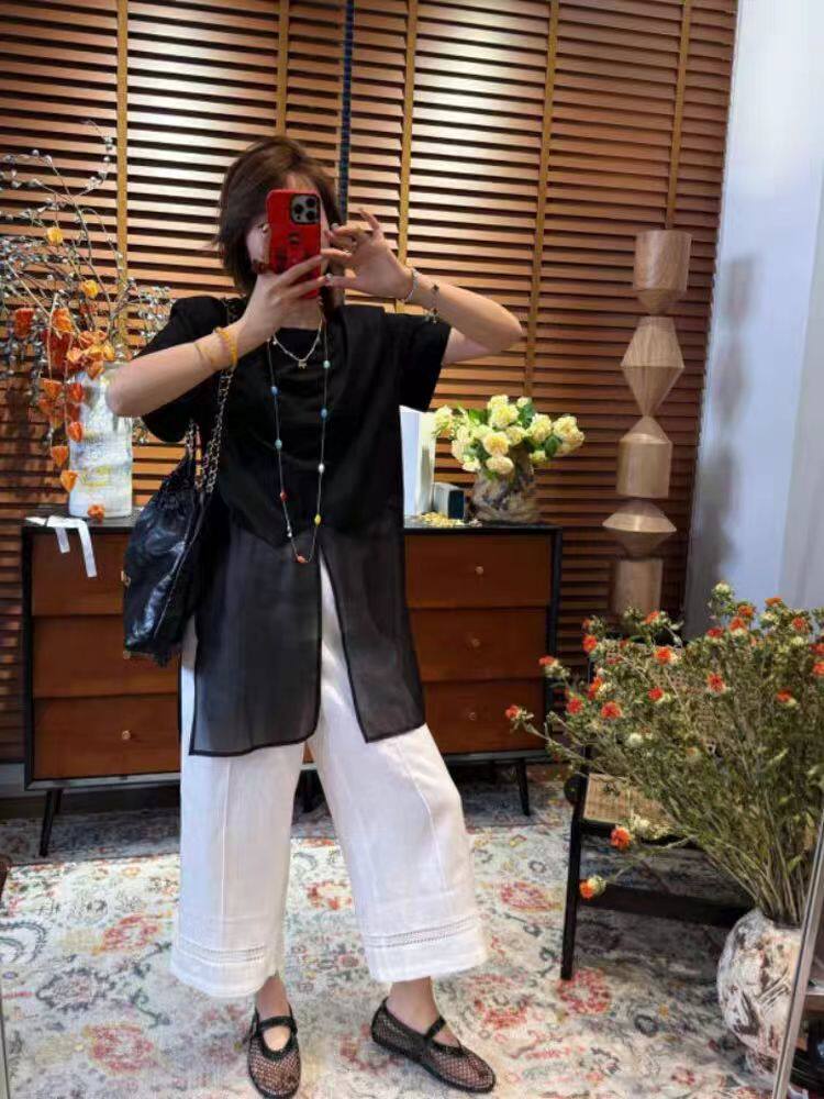 2025时尚简约百搭圆领拼接T恤，女装T恤，湘姗