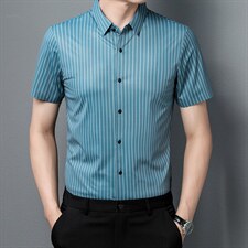 男士夏季短袖衬衫2023新款休闲商务衬衣男士上衣男装ZL1267-P63，男装衬衫，星座1105-3