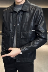 皮衣男春季2025新款休闲男士潮牌帅气机车外套A313-6828-P135，男装皮衣，电商A313