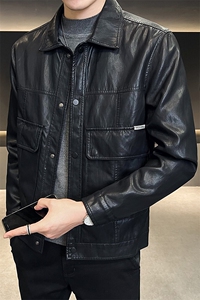 皮衣男春季2025新款休闲男士潮牌帅气机车外套A313-6828-P135图片