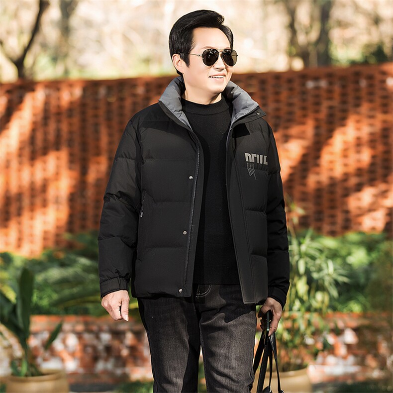 冬装短款羽绒服男装时尚休闲男士保暖加厚宽松立领中年爸爸面包装,男装羽绒服,钱塘6003（原4033）