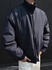 Q19/P66硬汉美式廓形立领飞行夹克男冬季棒球服情侣短款外套潮2，男装夹克，星座1506