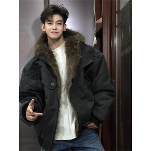 现货 WT115-P140 立体剪裁座山雕棉服男毛领外套情侣连帽夹克图片