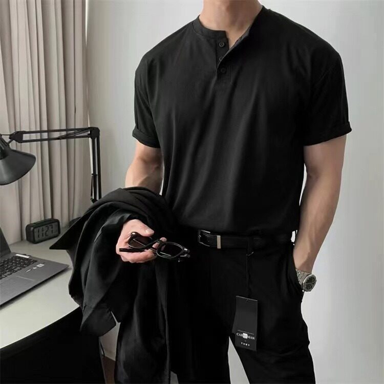 美式亨利领T恤sorona夏季短袖户外运动亨利衫休闲男上衣ST684-P38,男装T恤,星座412-3