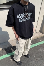 情侣装夏装2026新款短袖T恤男女潮牌高街宽松半袖体恤衫S181-P28，男装T恤，电商A233-1