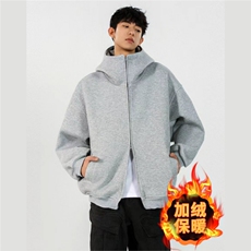 加绒加厚冬款男连帽卫衣高领开衫保暖外套WY29P52，男装棉衣，星座1013-1