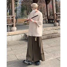 唐装男士短袖衬衫外套男夏季汉服风中C4538-P45，男装衬衫，星座1109-3