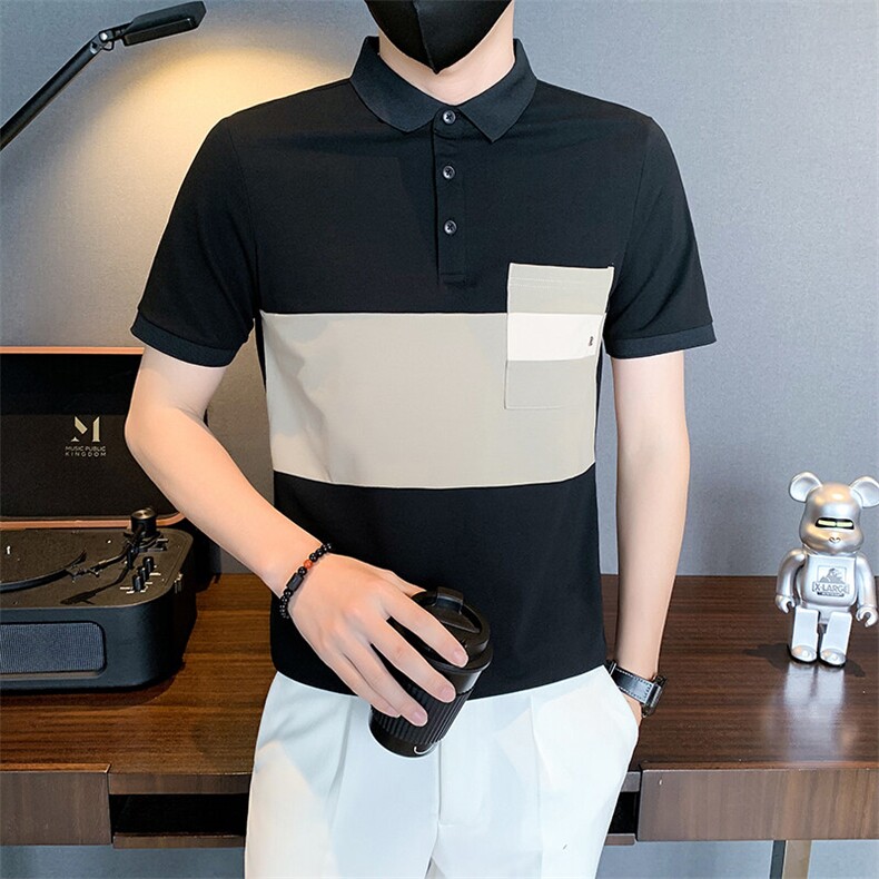 6604-P58夏季短袖T恤潮牌半袖新款男装痞帅拼色POLO衫-2控78,男装Polo衫,星座603-2