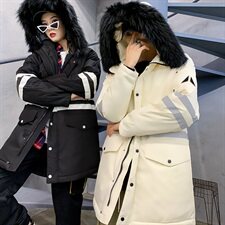 2020电商B247冬季新款港风羽绒服情侣款加厚带毛领男女款919，男装羽绒服，电商B247