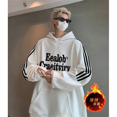 抖音得物供货提供视频秋冬重磅美式宽松织带连帽卫衣04184，男装卫衣，电商A486