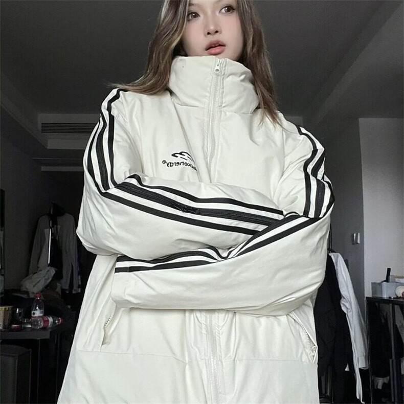 美式复古运动立领棉袄男女款冬季棉服防寒服潮牌情侣外套棉衣图片
