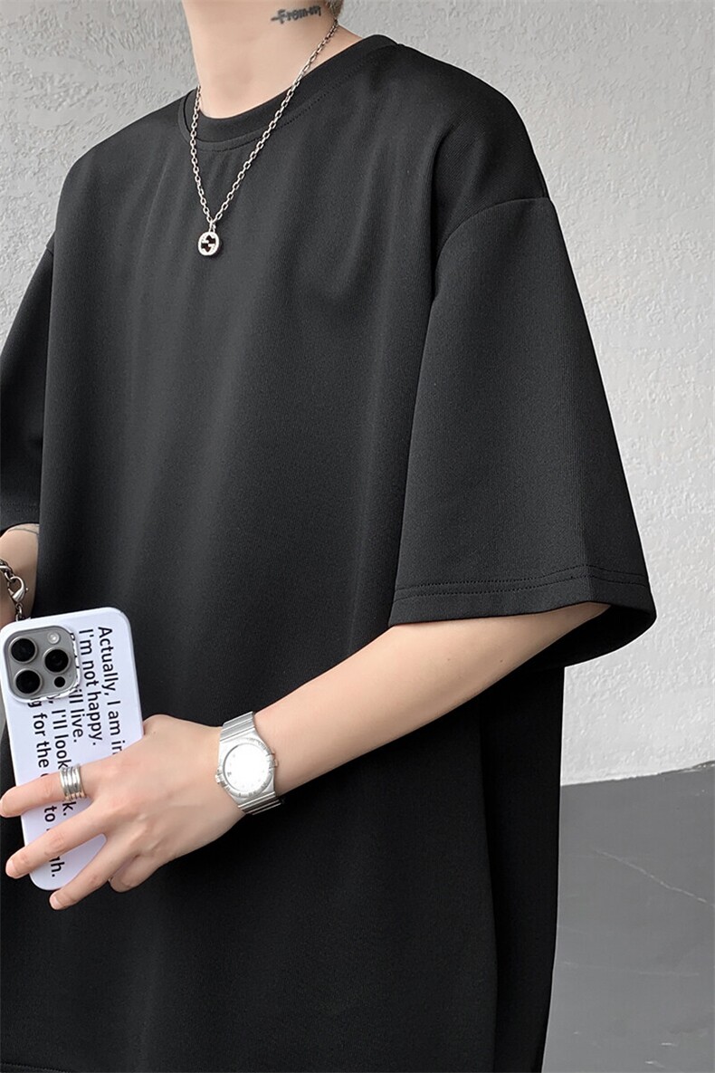 8XL-M高品质重磅棉光版纯色短袖T恤百搭款半截袖五分袖DX332特P23,男装T恤,电商D206-1