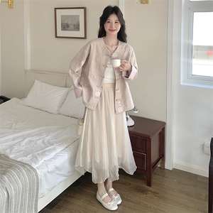 粉色新中式国风盘扣刺绣外套女2025春季新款时尚洋气减龄休闲上衣图片