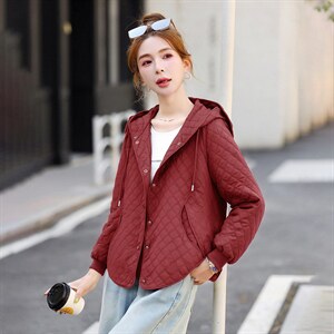 提花短外套女春秋百搭连帽上衣，女装短外套，芙芮