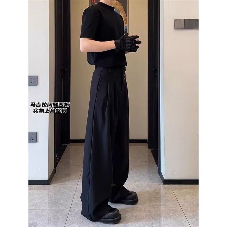 新款黑色冰丝西裤男春夏垂感西装长裤高级感阔腿休闲长裤KX05,男装西裤,星座1116A（原606A-3）