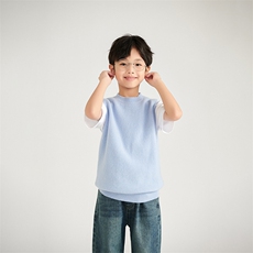 [羊毛]秋冬儿童羊毛衫男女同款圆领马甲，童装儿童羊毛衫，鑫贝羊绒