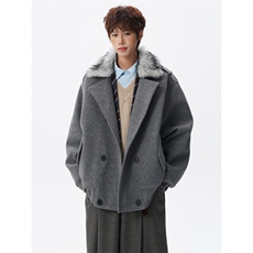 可拆卸毛领座山雕秋冬短款加棉加厚毛呢夹克外套812-JK28-P128，男装夹克，星座812