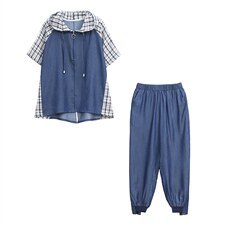 大码牛仔套装女2025夏季新款时尚洋气减龄休闲天丝中年妈妈两件套，女装套装/套裙，忆绮罗