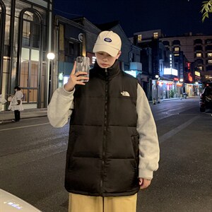 有版权现货刺绣立领宽松外套马甲时尚男款韩版羽绒服MJ02P65控98图片